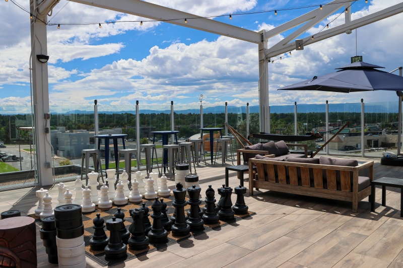 Pindustry rooftop Sky Deck with giant chess board